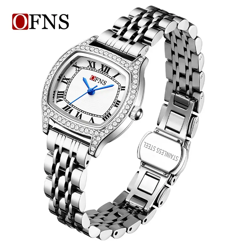 Women's Waterproof Barrel Square Quartz Watch with Diamonds - Image 14