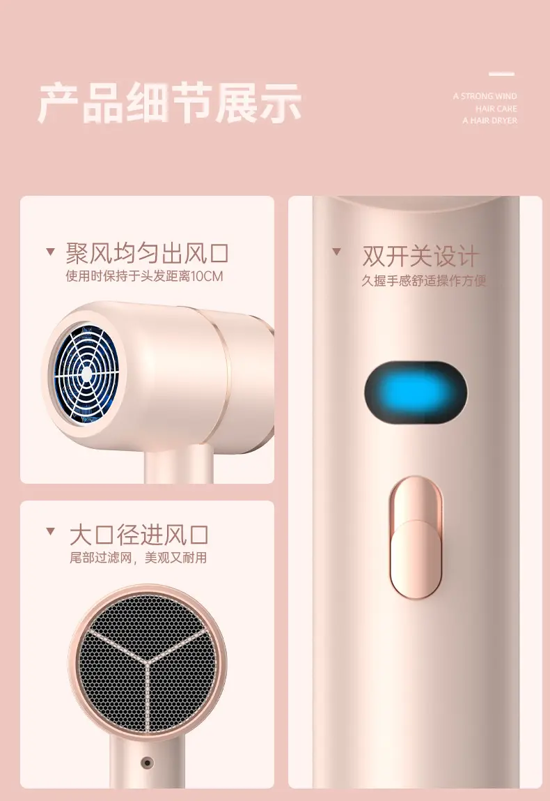 Cross-Border Negative Ion Hair Dryer High Power Salon Portable Brushless High Speed Constant Temp — feature 24