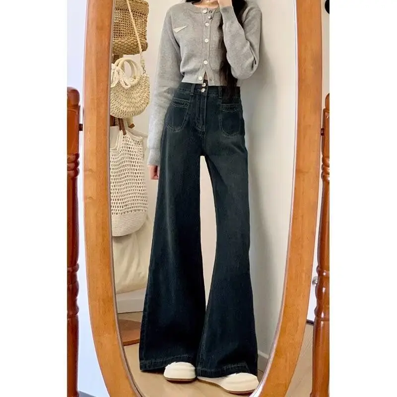 Dark Blue Loose Wide Leg Jeans for Women Plus Size — feature 10