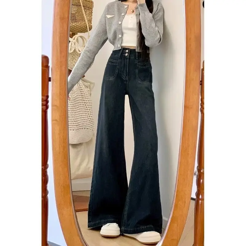 Dark Blue Loose Wide Leg Jeans for Women Plus Size — feature 11