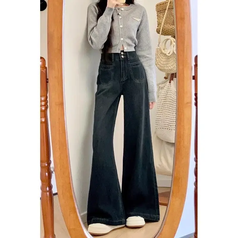 Dark Blue Loose Wide Leg Jeans for Women Plus Size — feature 12
