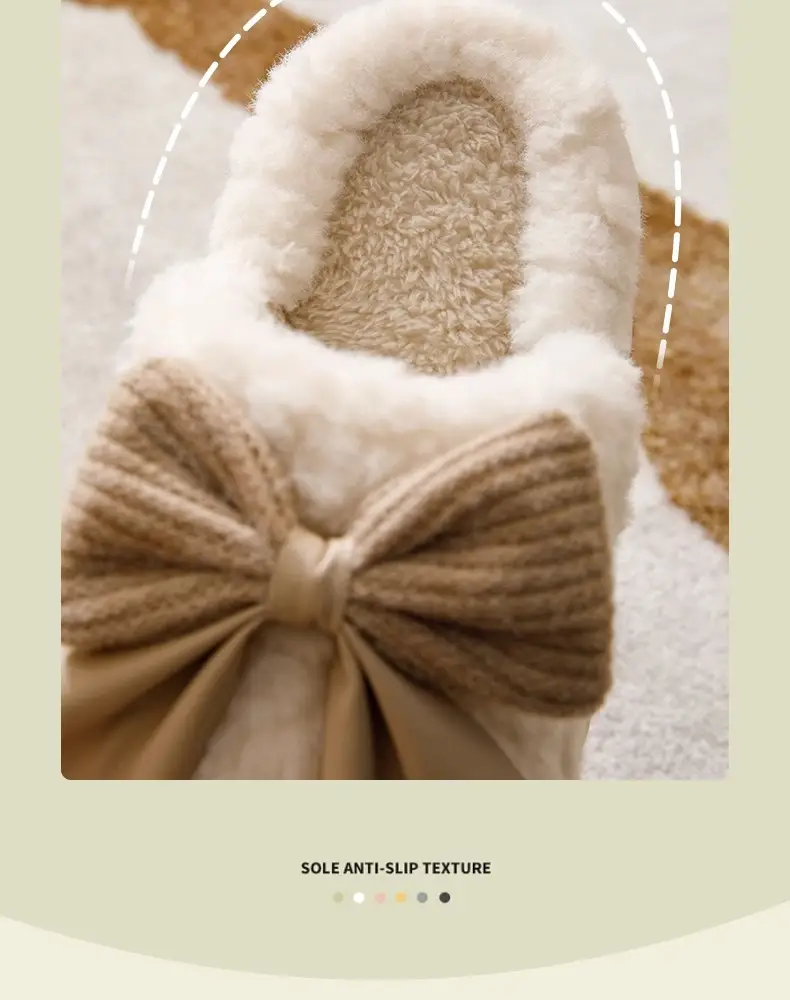 Bowknot Cotton Slippers 2025 New Cotton Shoes for Women Home Autumn and Winter Indoor Warm Maternity Cotton Slippers Winter — feature 10