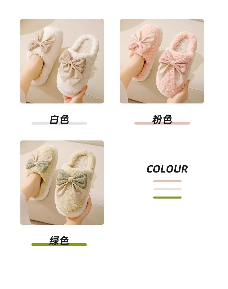 Bowknot Cotton Slippers 2025 New Cotton Shoes for Women Home Autumn and Winter Indoor Warm Maternity Cotton Slippers Winter — feature 14