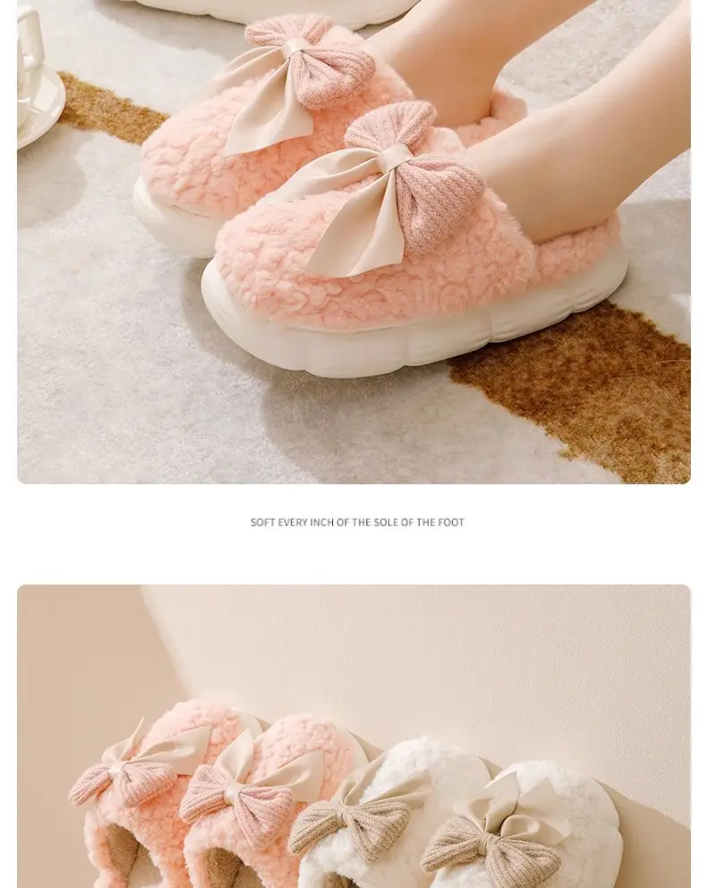 Bowknot Cotton Slippers 2025 New Cotton Shoes for Women Home Autumn and Winter Indoor Warm Maternity Cotton Slippers Winter — feature 19