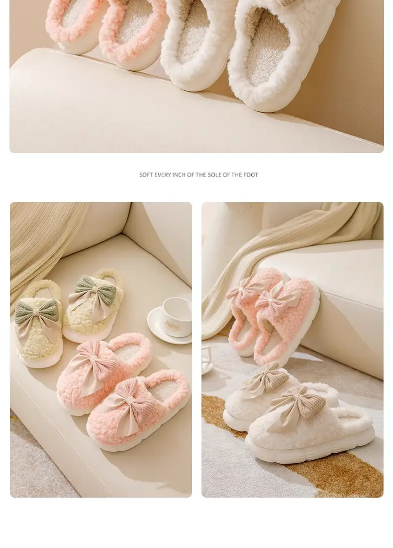 Bowknot Cotton Slippers 2025 New Cotton Shoes for Women Home Autumn and Winter Indoor Warm Maternity Cotton Slippers Winter — feature 20