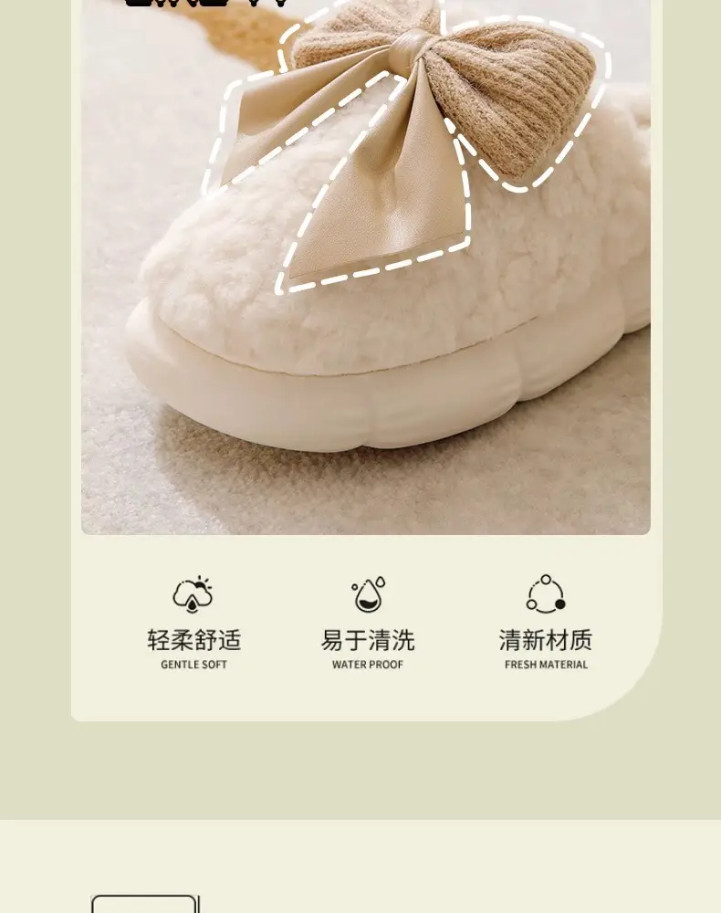 Bowknot Cotton Slippers 2025 New Cotton Shoes for Women Home Autumn and Winter Indoor Warm Maternity Cotton Slippers Winter — feature 7