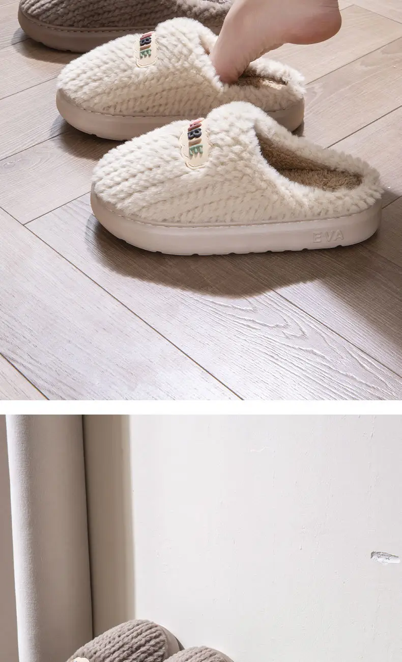 Furry Cotton Slippers for Women in Autumn and Winter for Couples to Use at Home 2025 New Thick-Soled Non-Slip Fleece-Lined Warm Men's Slippers — feature 15