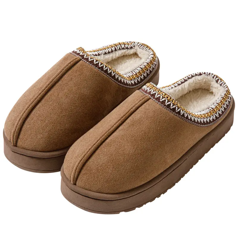 Suede Couple Cotton Slippers Women's Autumn and Winter Indoor Household Thick-soled fleece-lined Mao Mao Shoes Outwear Moon Shoes - Image 6