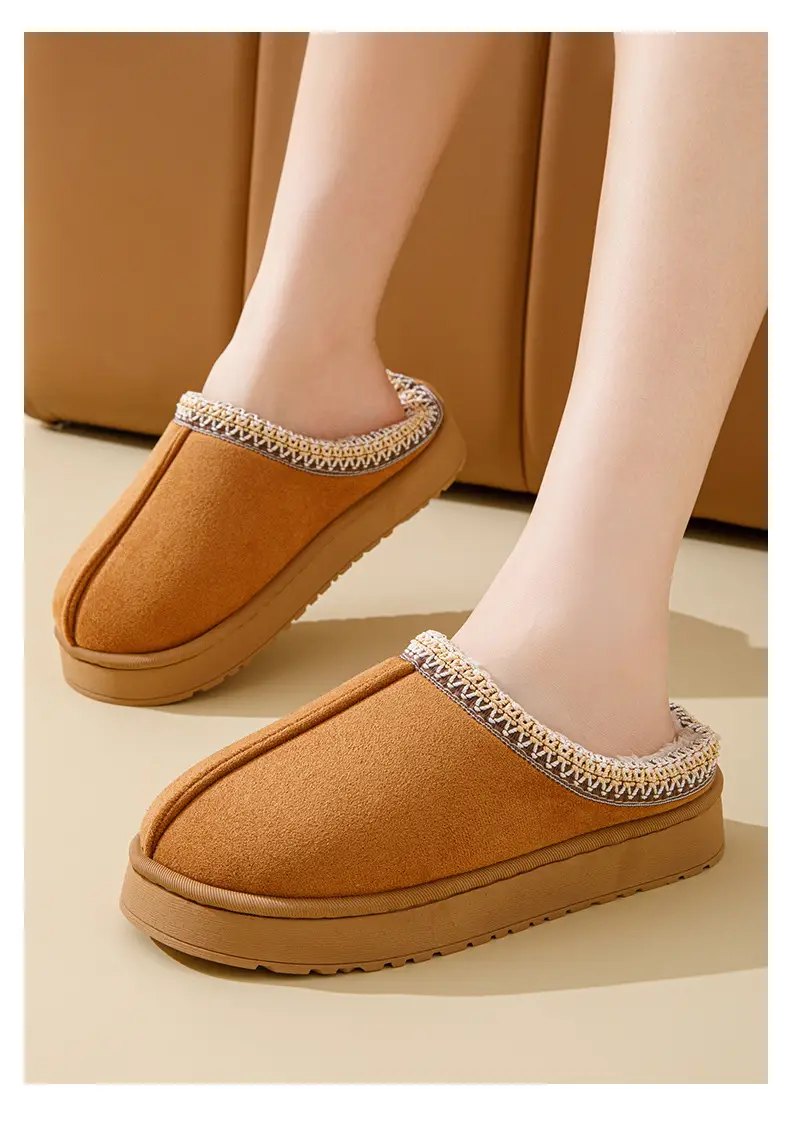 Suede Couple Cotton Slippers Women's Autumn and Winter Indoor Household Thick-soled fleece-lined Mao Mao Shoes Outwear Moon Shoes — feature 12