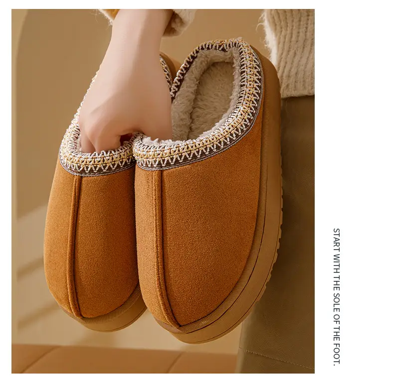 Suede Couple Cotton Slippers Women's Autumn and Winter Indoor Household Thick-soled fleece-lined Mao Mao Shoes Outwear Moon Shoes — feature 15