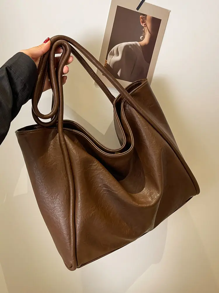 Women's Large Brown Leather Shoulder Bag 2024 - Image 7