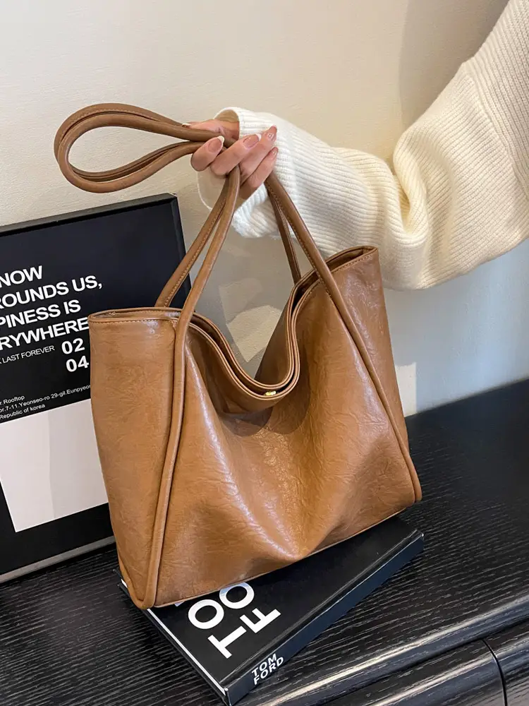 Women's Large Brown Leather Shoulder Bag 2024 - Image 8