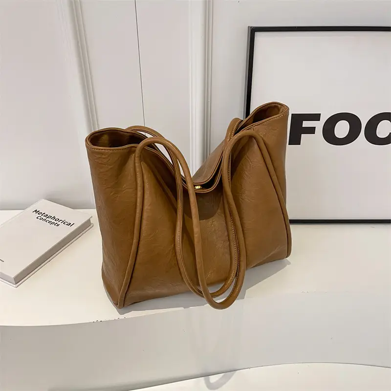 Women's Large Brown Leather Shoulder Bag 2024 - Image 2