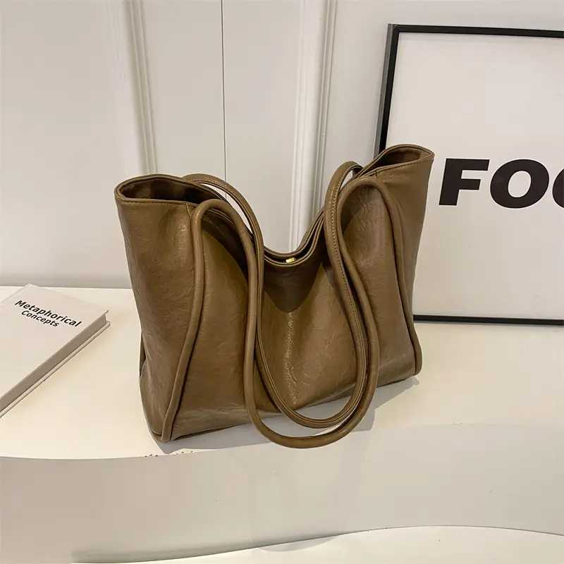 Women's Large Brown Leather Shoulder Bag 2024 - Image 3
