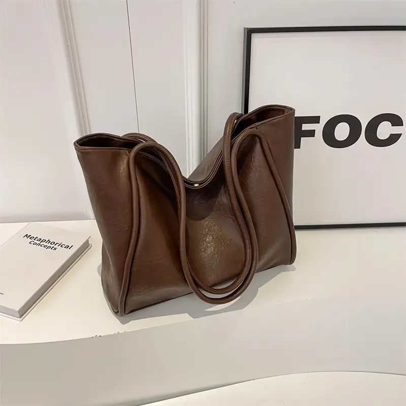 Women's Large Brown Leather Shoulder Bag 2024 - Image 4