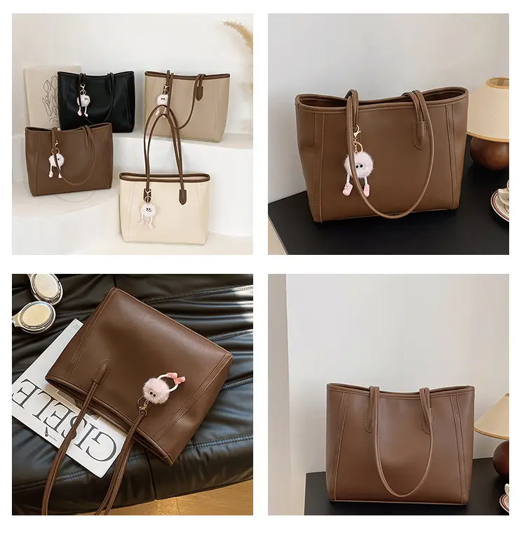 Korean Style Textured Shoulder Bag Beige 2023 — feature 3