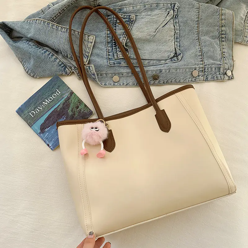 Korean Style Textured Shoulder Bag Beige 2023 - Image 6