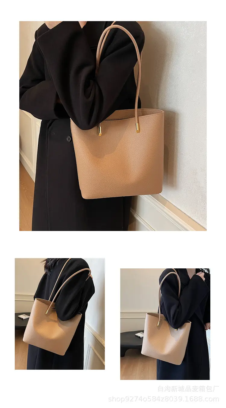 Women's Tan Crossbody Tote Bag with Gold Handles — feature 12