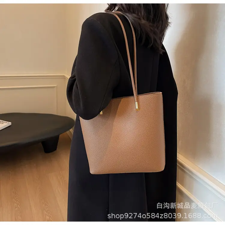 Women's Tan Crossbody Tote Bag with Gold Handles — feature 14
