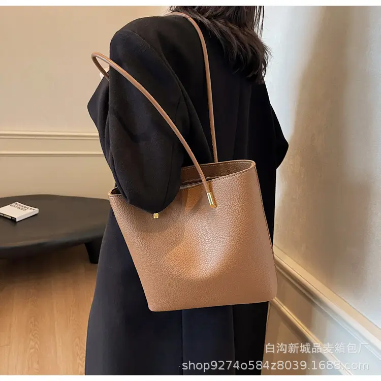 Women's Tan Crossbody Tote Bag with Gold Handles — feature 15