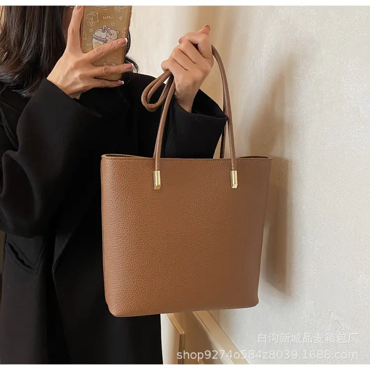 Women's Tan Crossbody Tote Bag with Gold Handles — feature 17