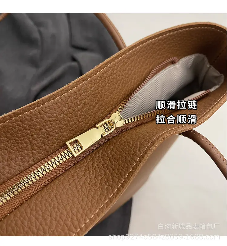 Women's Tan Crossbody Tote Bag with Gold Handles — feature 3