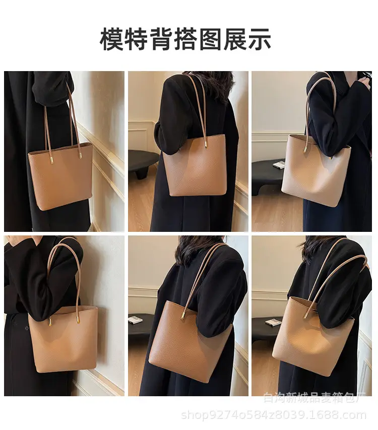 Women's Tan Crossbody Tote Bag with Gold Handles — feature 8