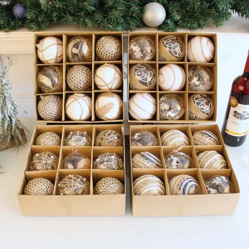 8CM Transparent Christmas Balls Set of 6