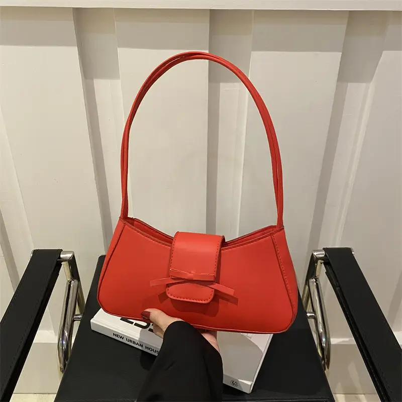 Korean Style Bow Bag for Girls Brown Shoulder Commuter