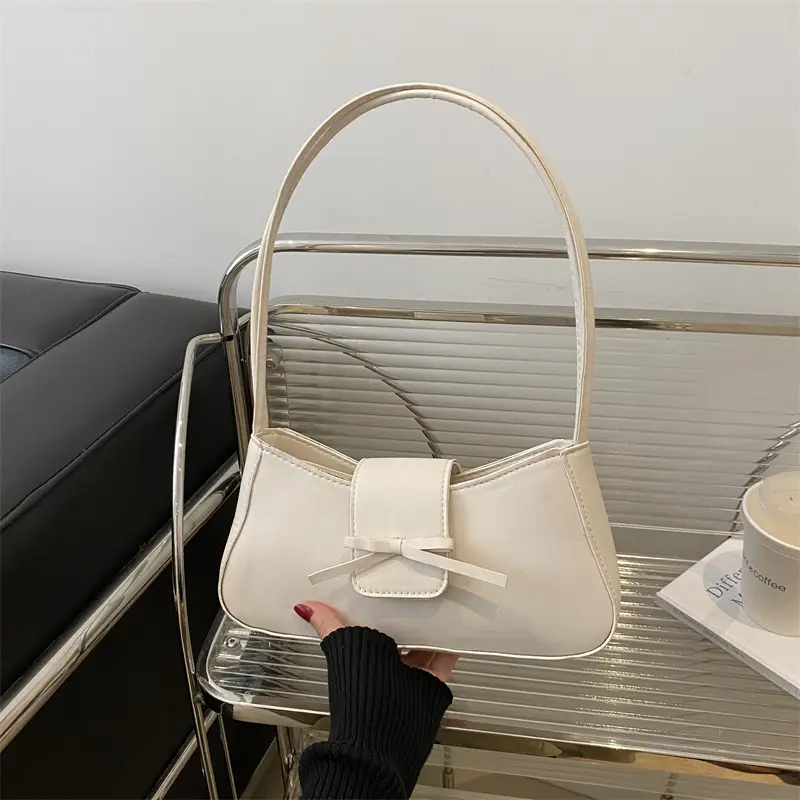 Korean Style Bow Bag for Girls Brown Shoulder Commuter