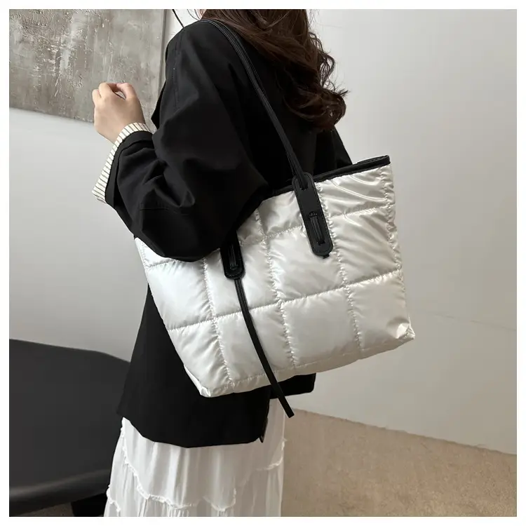 Black Cotton Padded Shoulder Bag Large Capacity — feature 11