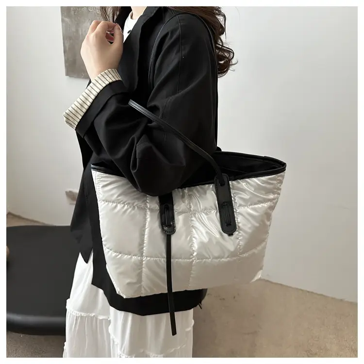 Black Cotton Padded Shoulder Bag Large Capacity — feature 12