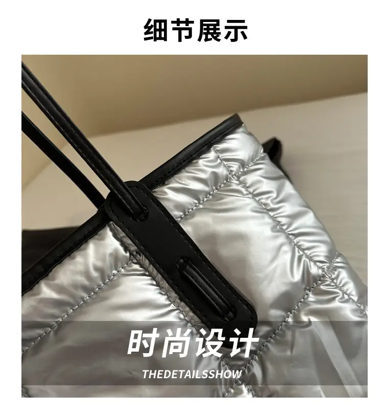 Black Cotton Padded Shoulder Bag Large Capacity — feature 4