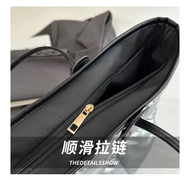 Black Cotton Padded Shoulder Bag Large Capacity — feature 6
