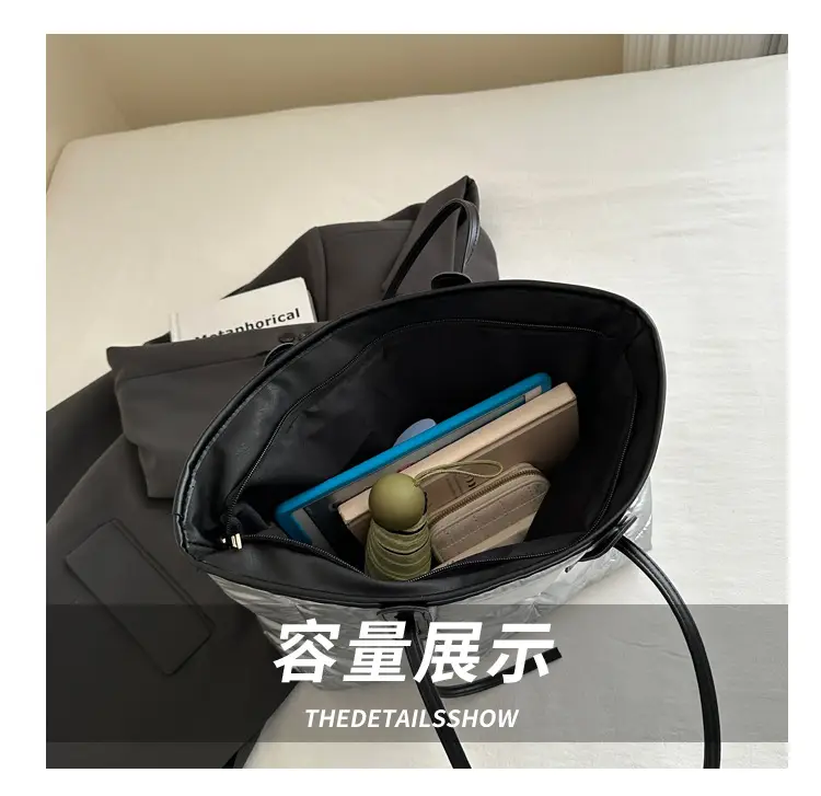 Black Cotton Padded Shoulder Bag Large Capacity — feature 7