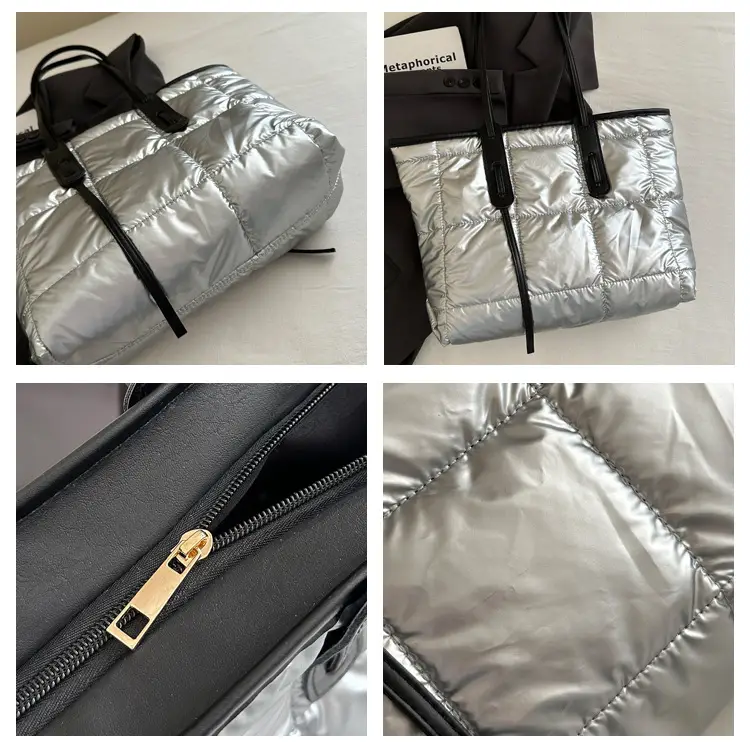Black Cotton Padded Shoulder Bag Large Capacity — feature 8