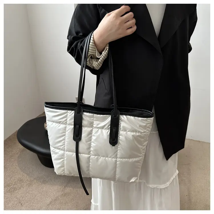 Black Cotton Padded Shoulder Bag Large Capacity — feature 9
