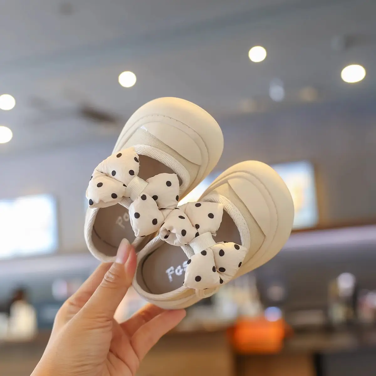 Baby Girls Princess Shoes White Polka Dot One Year Old