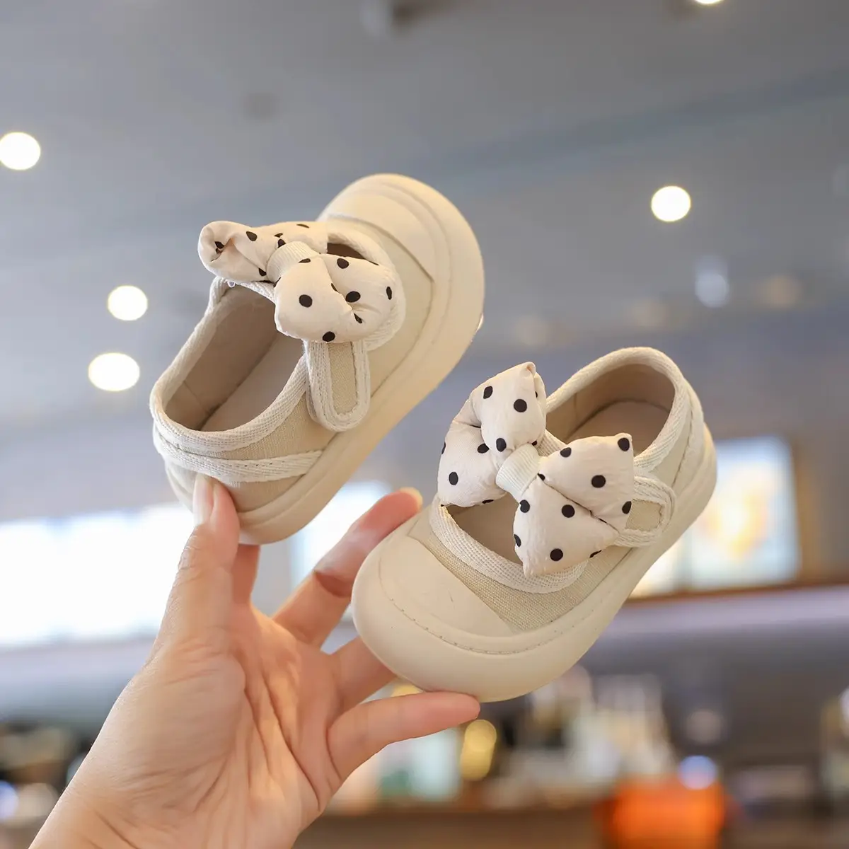 Baby Girls Princess Shoes White Polka Dot One Year Old