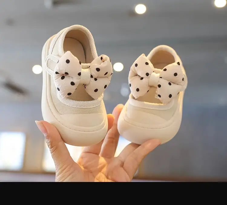 Baby Girls Princess Shoes White Polka Dot One Year Old — feature 7