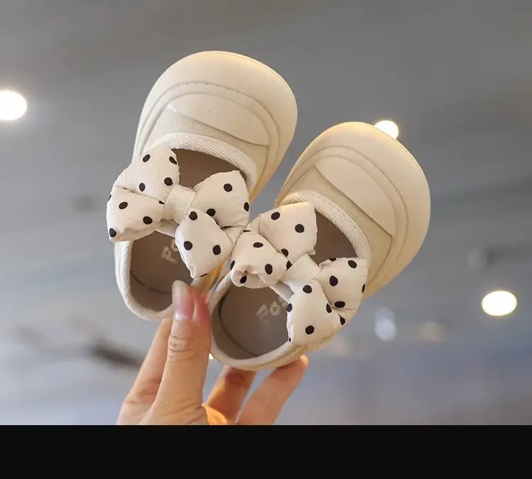 Baby Girls Princess Shoes White Polka Dot One Year Old — feature 9