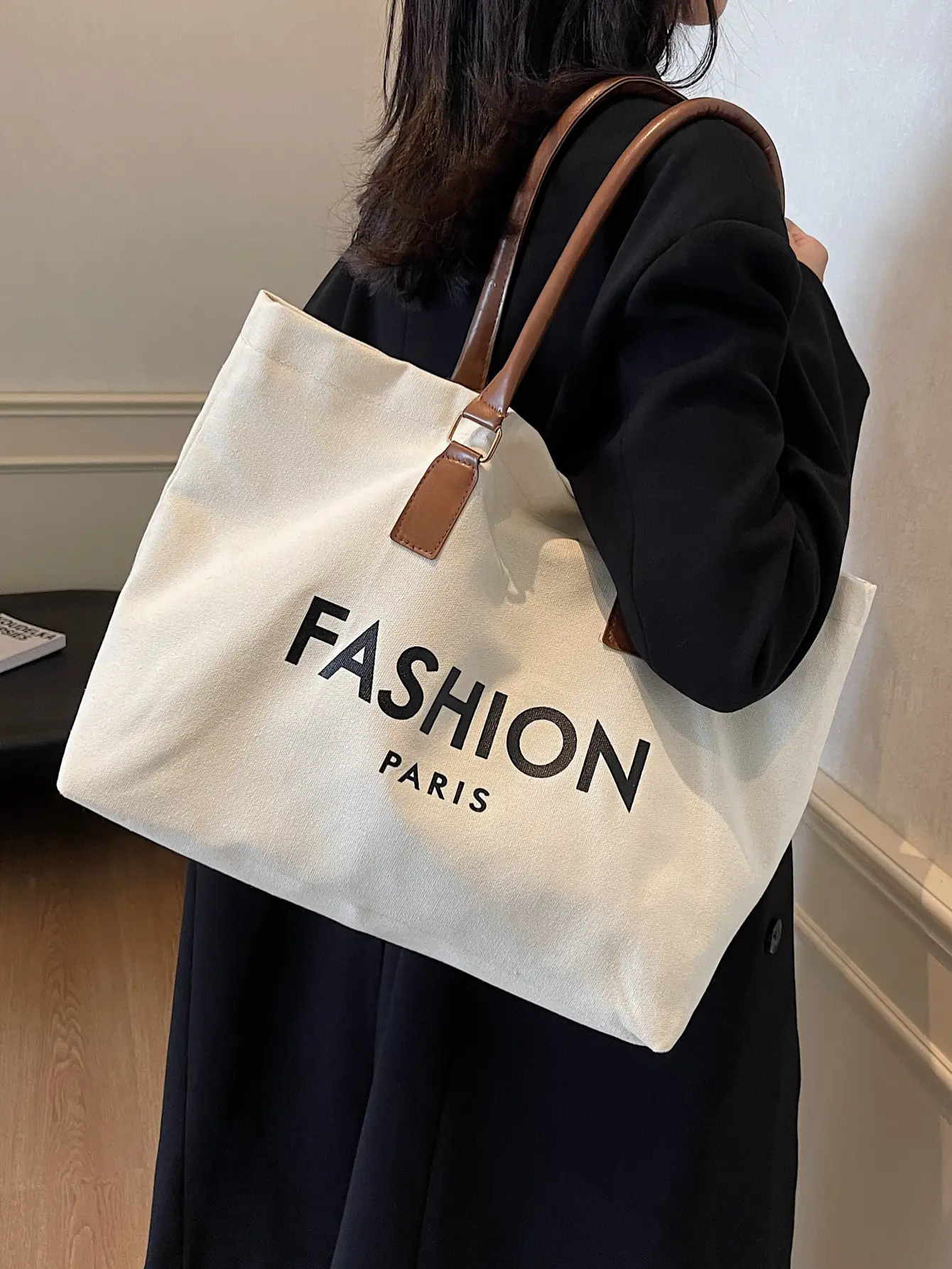 Canvas Women's Large Tote Bag with Shoulder Strap