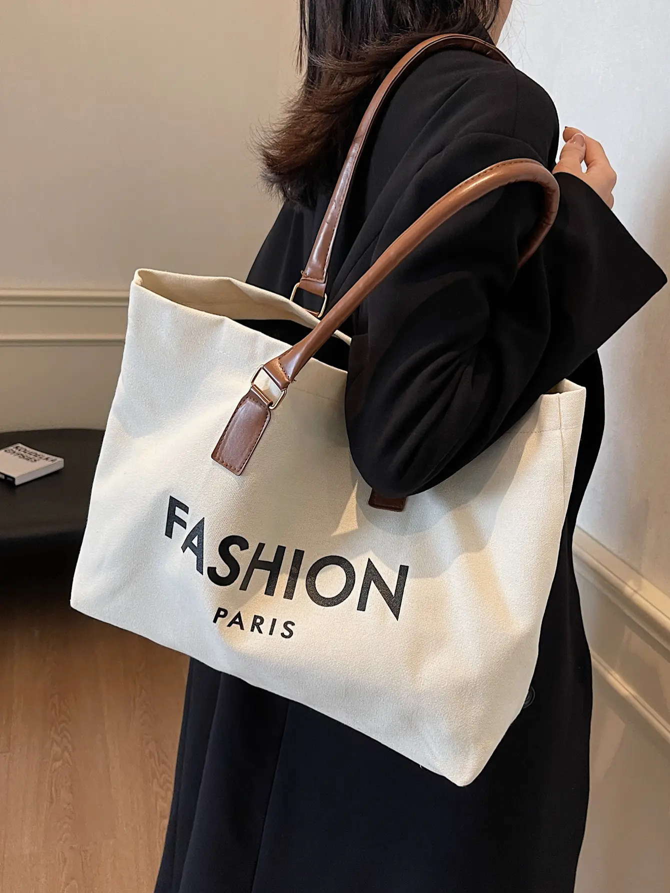 Canvas Women's Large Tote Bag with Shoulder Strap
