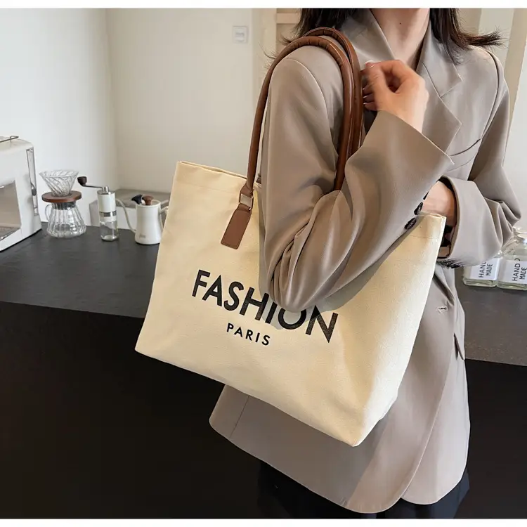 Canvas Women's Large Tote Bag with Shoulder Strap — feature 10