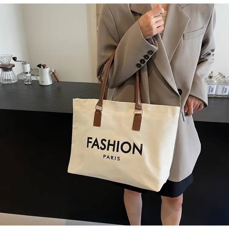 Canvas Women's Large Tote Bag with Shoulder Strap — feature 11