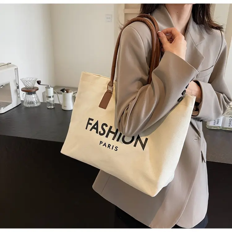 Canvas Women's Large Tote Bag with Shoulder Strap — feature 12