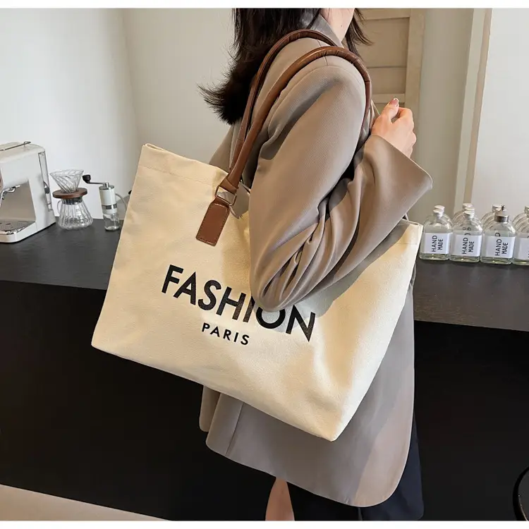 Canvas Women's Large Tote Bag with Shoulder Strap — feature 8