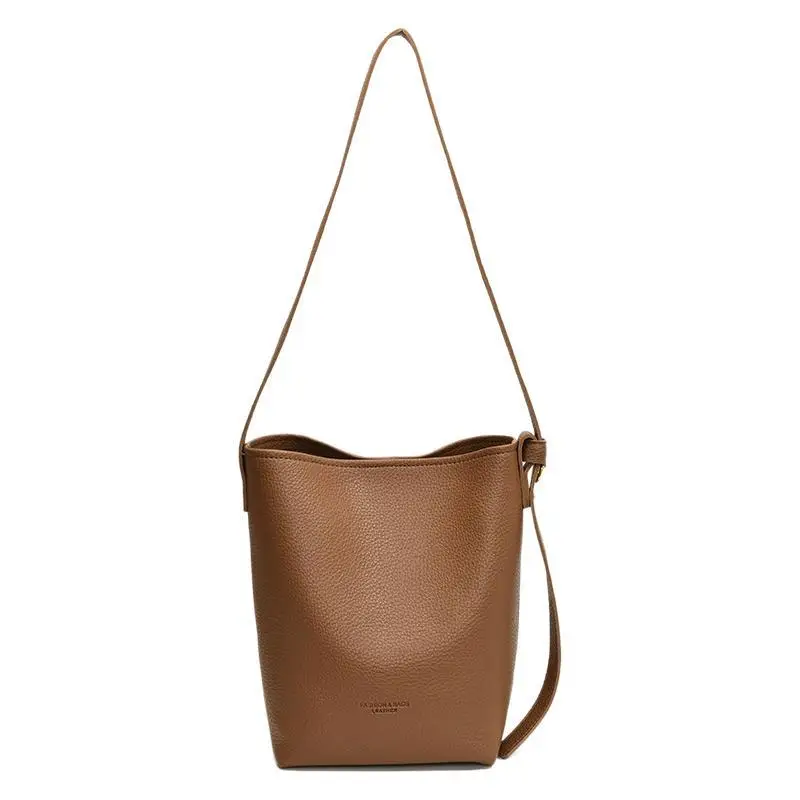 2025 Women's Soft Leather Bucket Bag Single Shoulder Crossbody Set - Image 9
