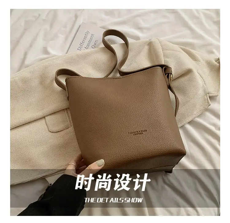 2025 Women's Soft Leather Bucket Bag Single Shoulder Crossbody Set — feature 12
