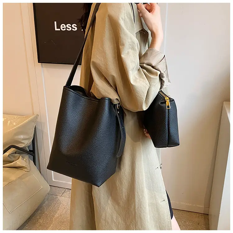 2025 Women's Soft Leather Bucket Bag Single Shoulder Crossbody Set — feature 13